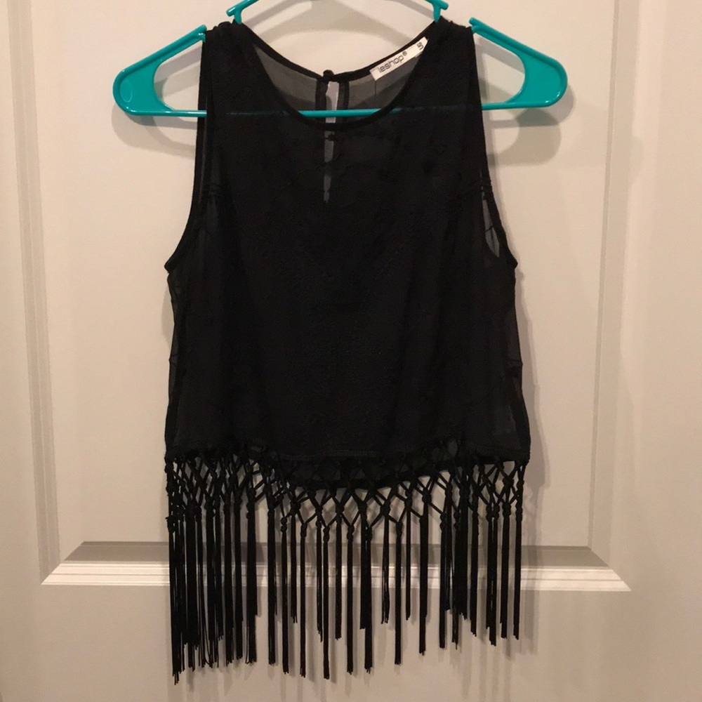 Black fringe boutique top